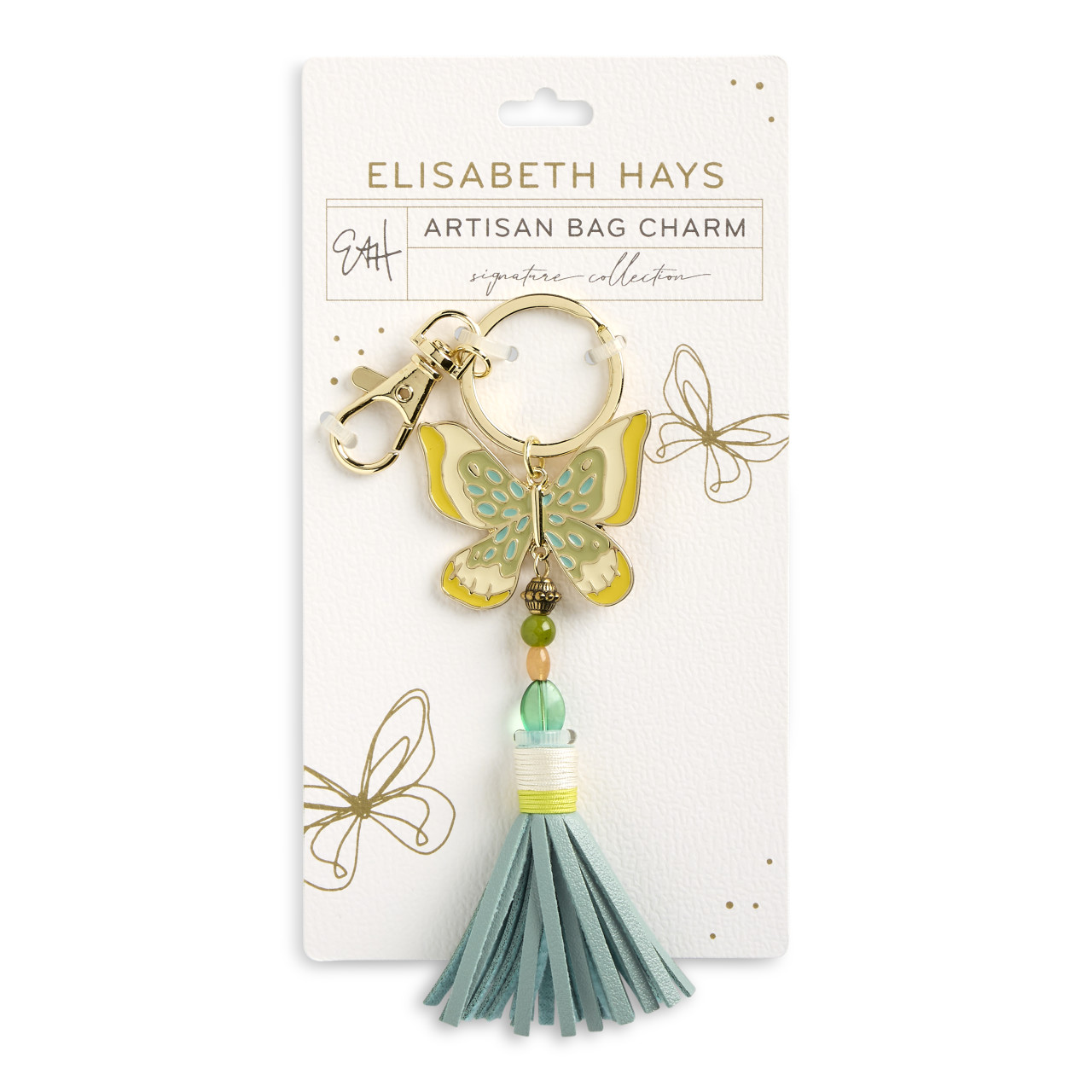 Butterfly Green Bag Charm - 43 x 35mm thumbnail