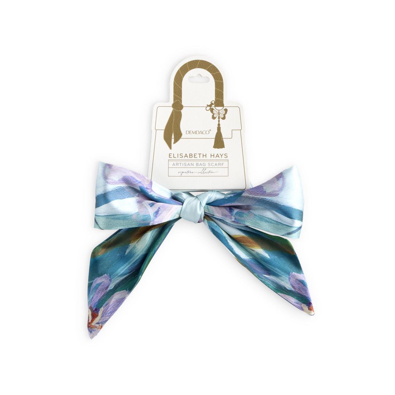 Blue Floral Skinny Tie Bag Scarf - 5x95cm thumbnail