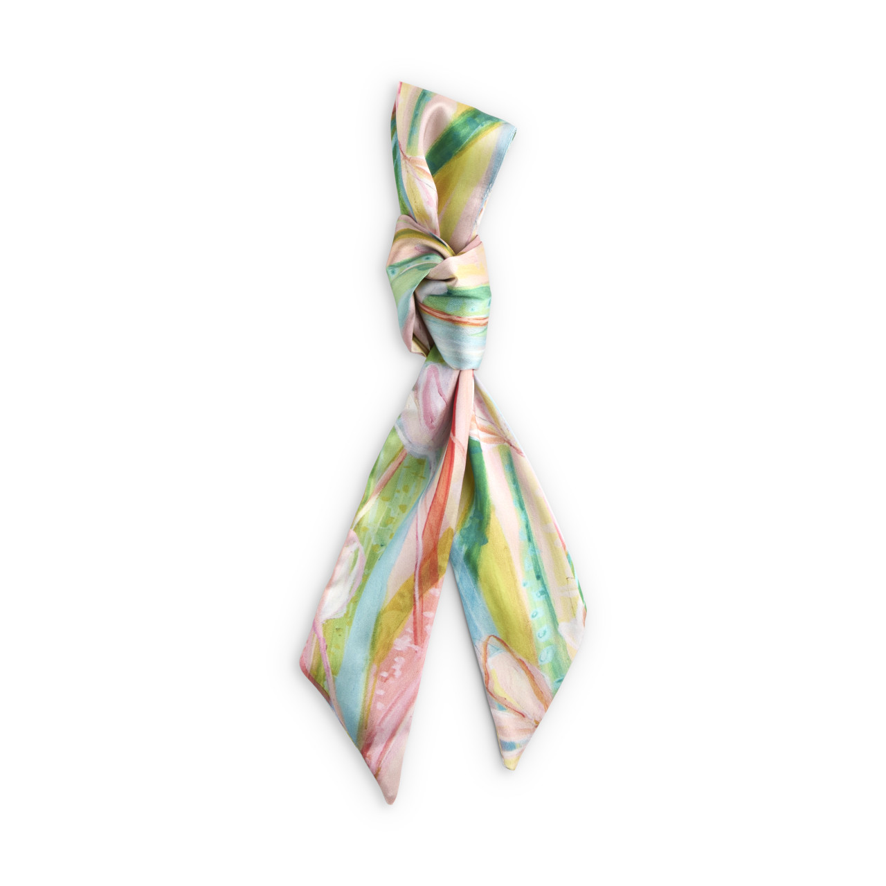 Multi-Colored Floral Skinny Tie Bag Scarf - 5x95cm thumbnail