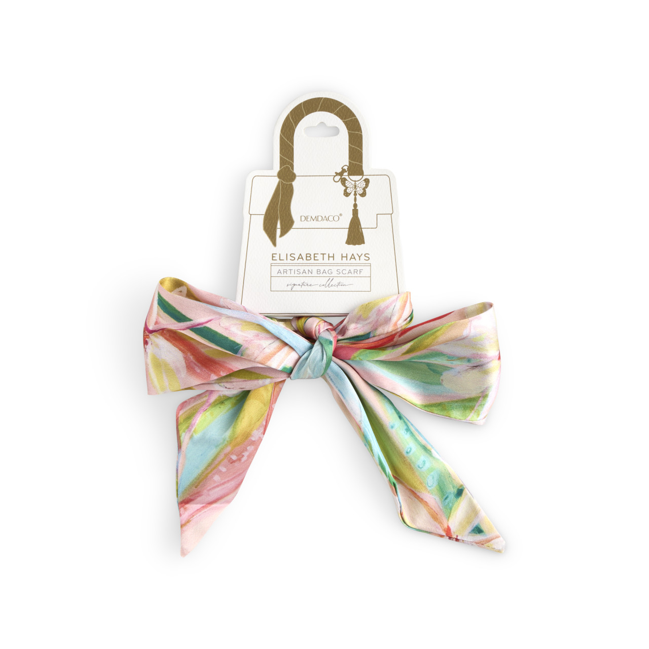Multi-Colored Floral Skinny Tie Bag Scarf - 5x95cm thumbnail