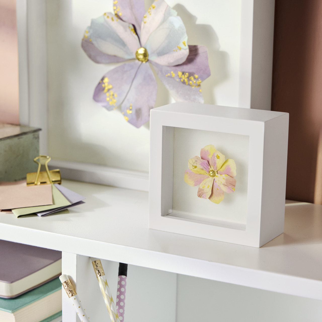 Gentle Spirit Pink Flower Shadow Box - 4in thumbnail