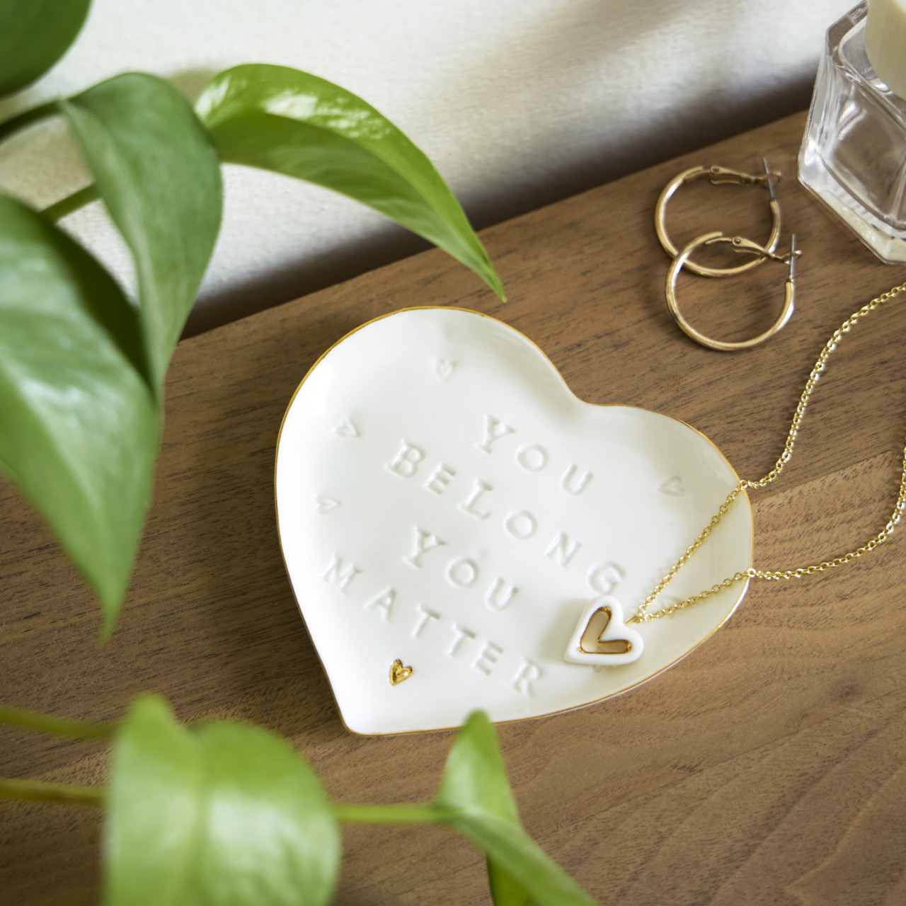 You Belong Necklace + Trinket Dish - Necklace 16in(+2in Extender) Dish 3.75in thumbnail
