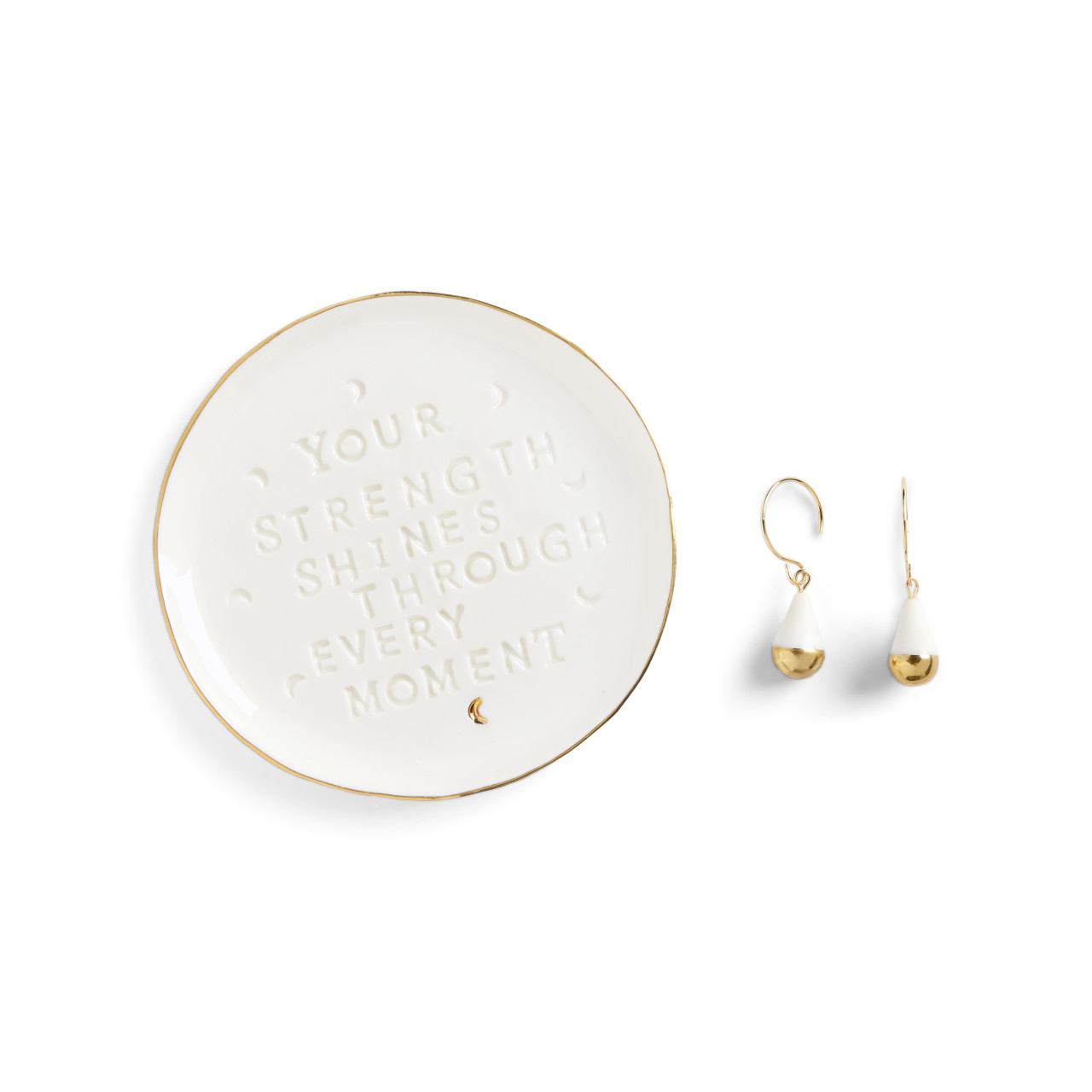 Strength Shines Earrings + Trinket Dish - Earrings 10mm, Dish 3.87in thumbnail