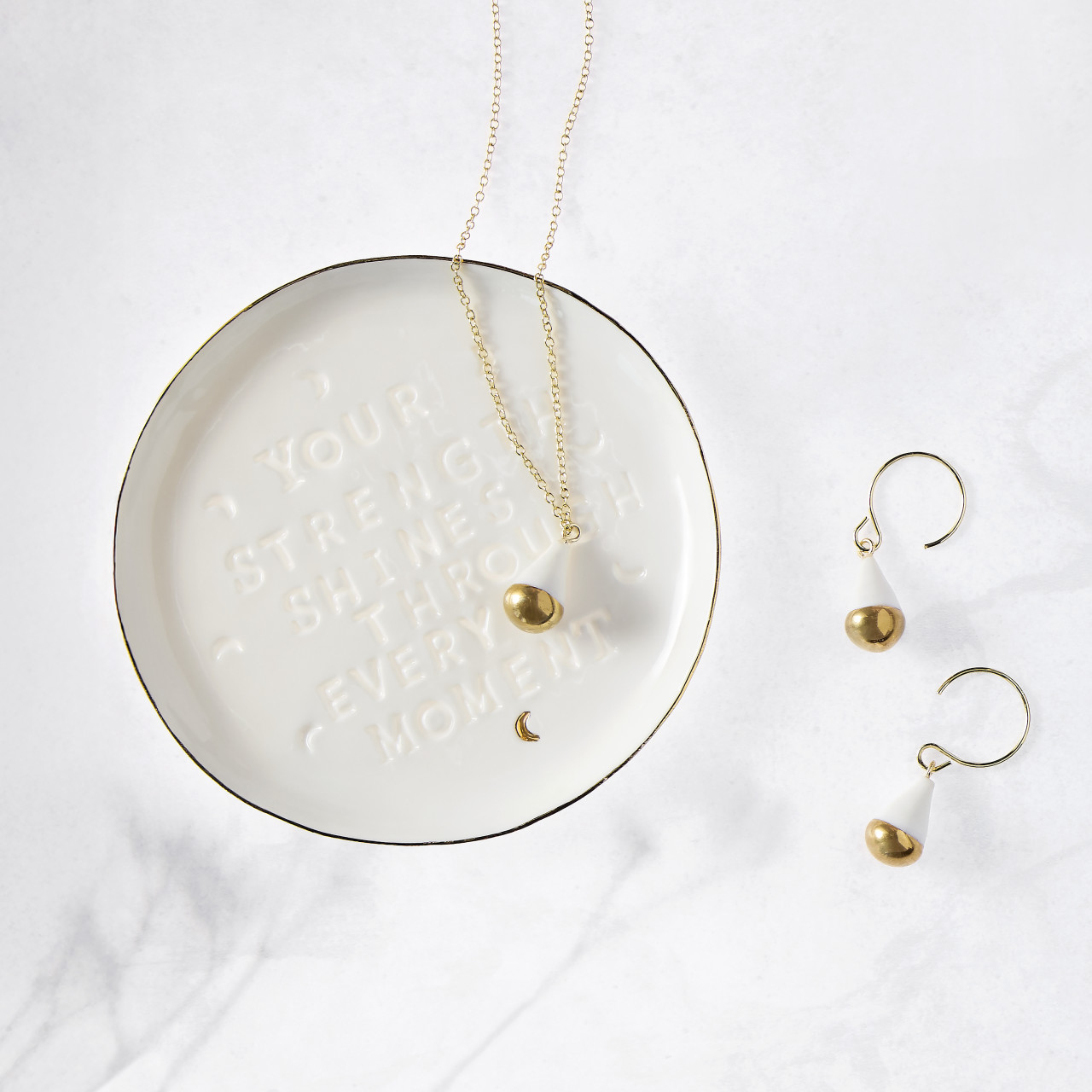 Strength Shines Necklace + Trinket Dish - Necklace 16in(+2in Extender) Dish 3.75in thumbnail