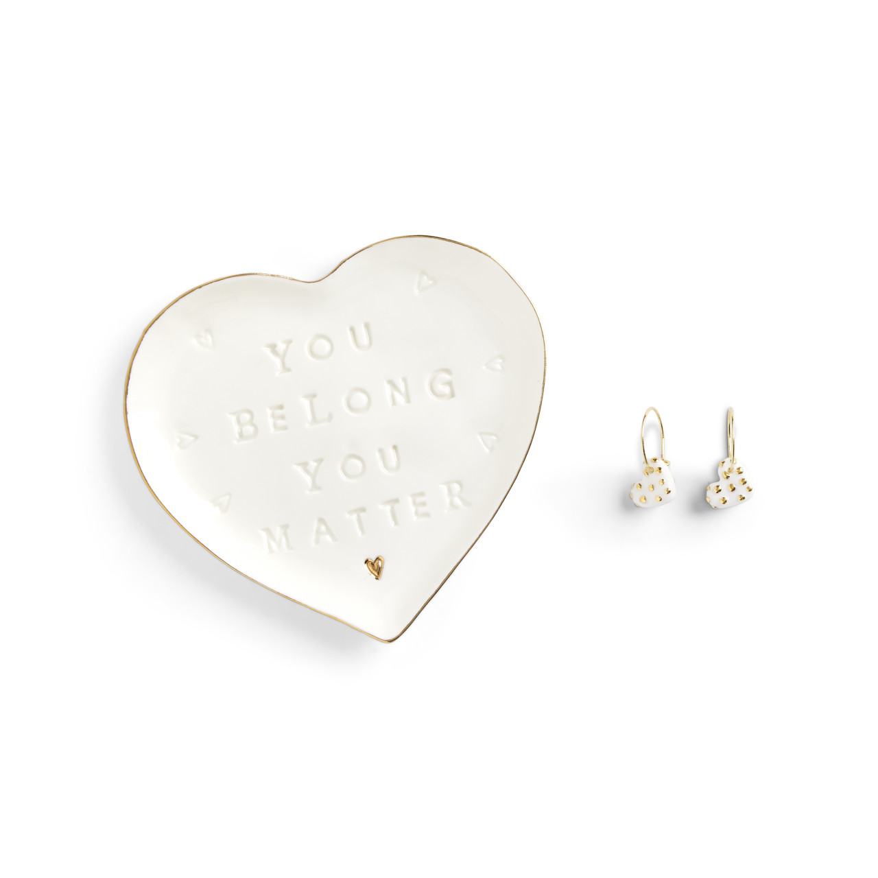 You Belong Earrings + Trinket Dish - Earrings 13mm, Dish 3.75in thumbnail