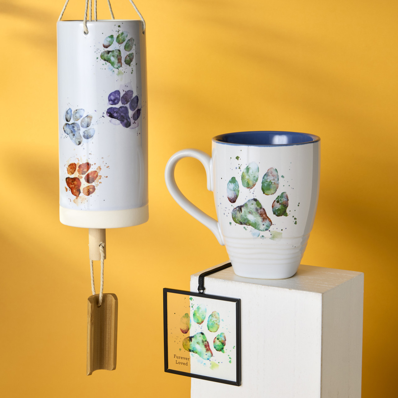 Teal Paw Print Windchime - 3x7in thumbnail