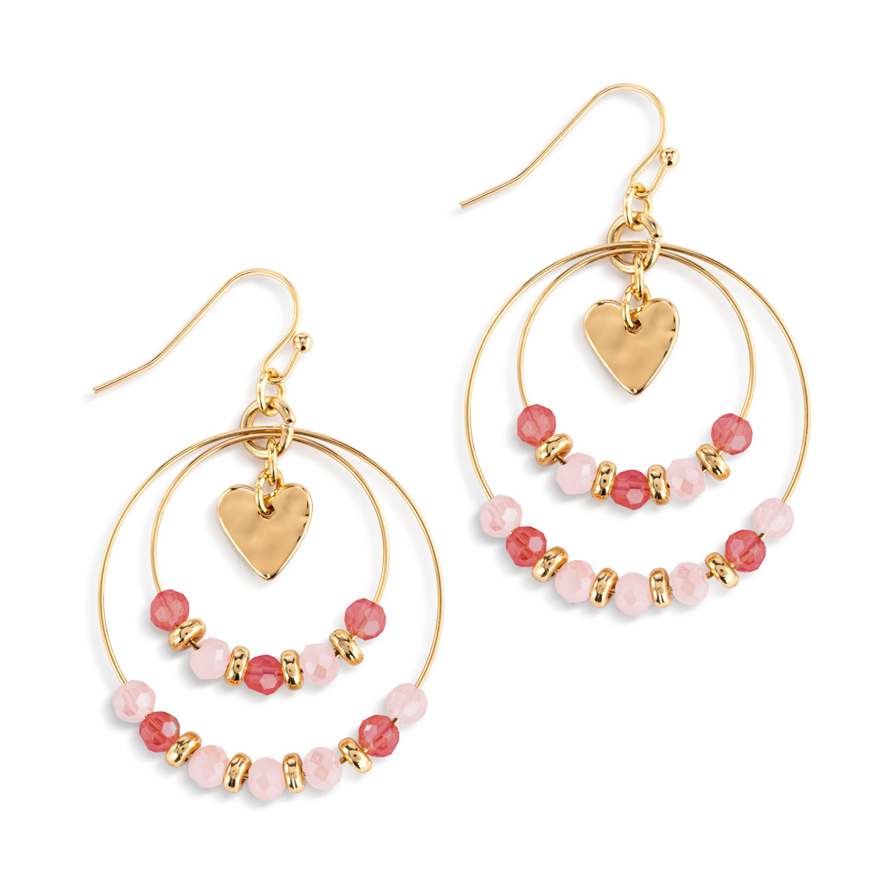 Blush Pink Beaded Love Earrings - 1.25in thumbnail