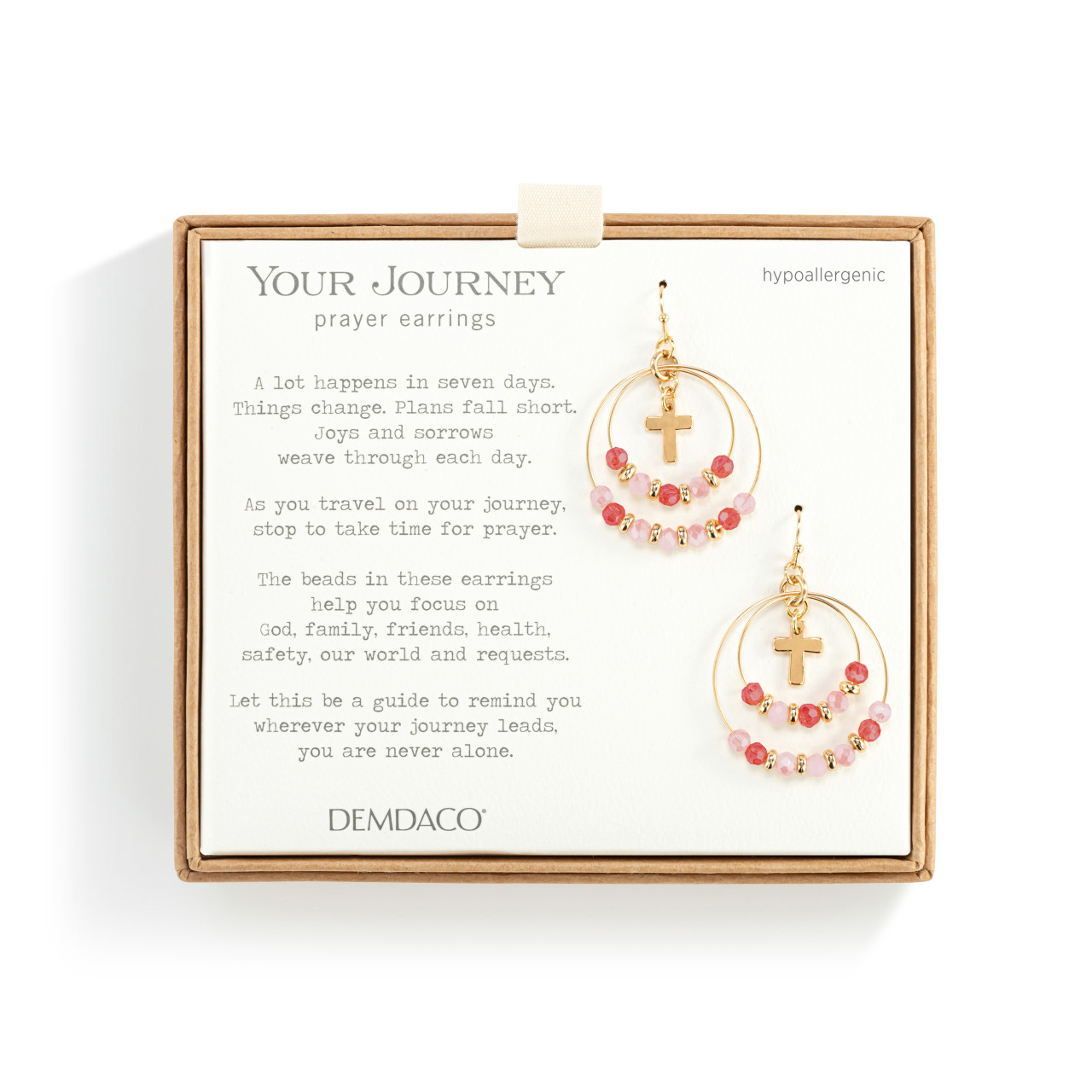 Blush Pink Beaded Prayer Earrings - 1.25in thumbnail