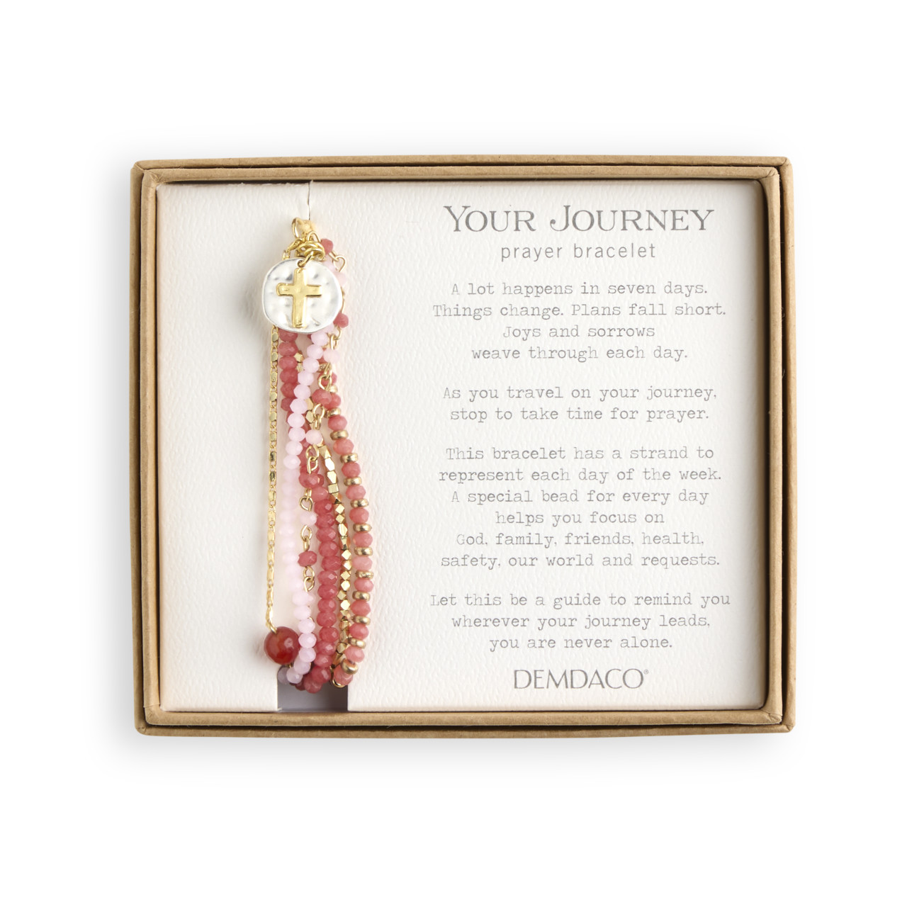 Blush Pink Beaded Prayer Bracelet - 7in thumbnail