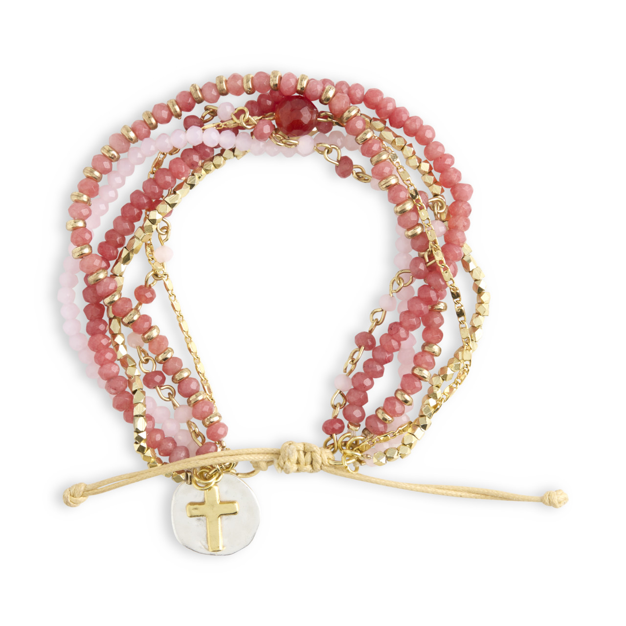 Blush Pink Beaded Prayer Bracelet - 7in thumbnail