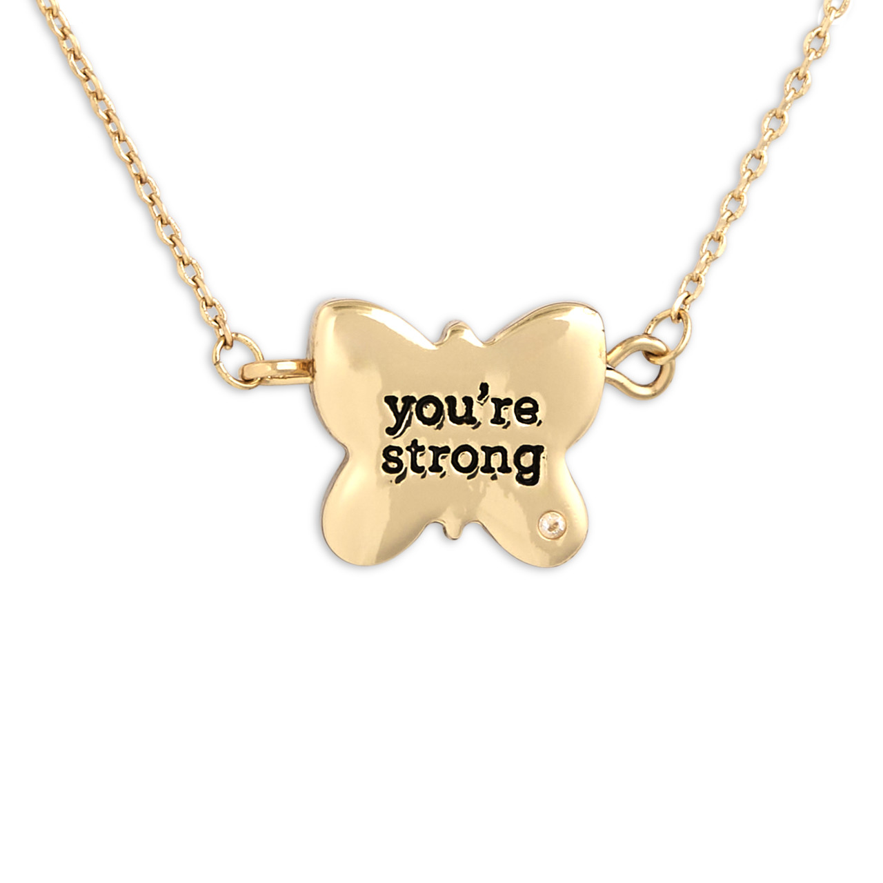 You're Strong Artful Butterfly Necklace - 16in(+2in extender) thumbnail