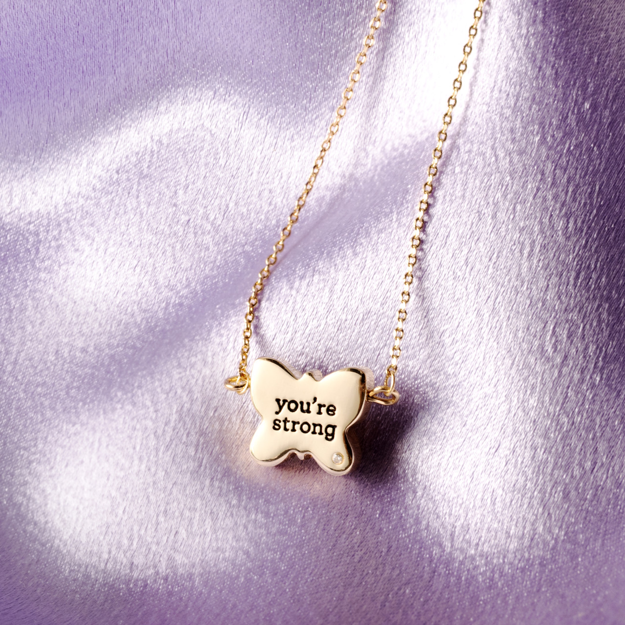 You're Strong Artful Butterfly Necklace - 16in(+2in extender) thumbnail