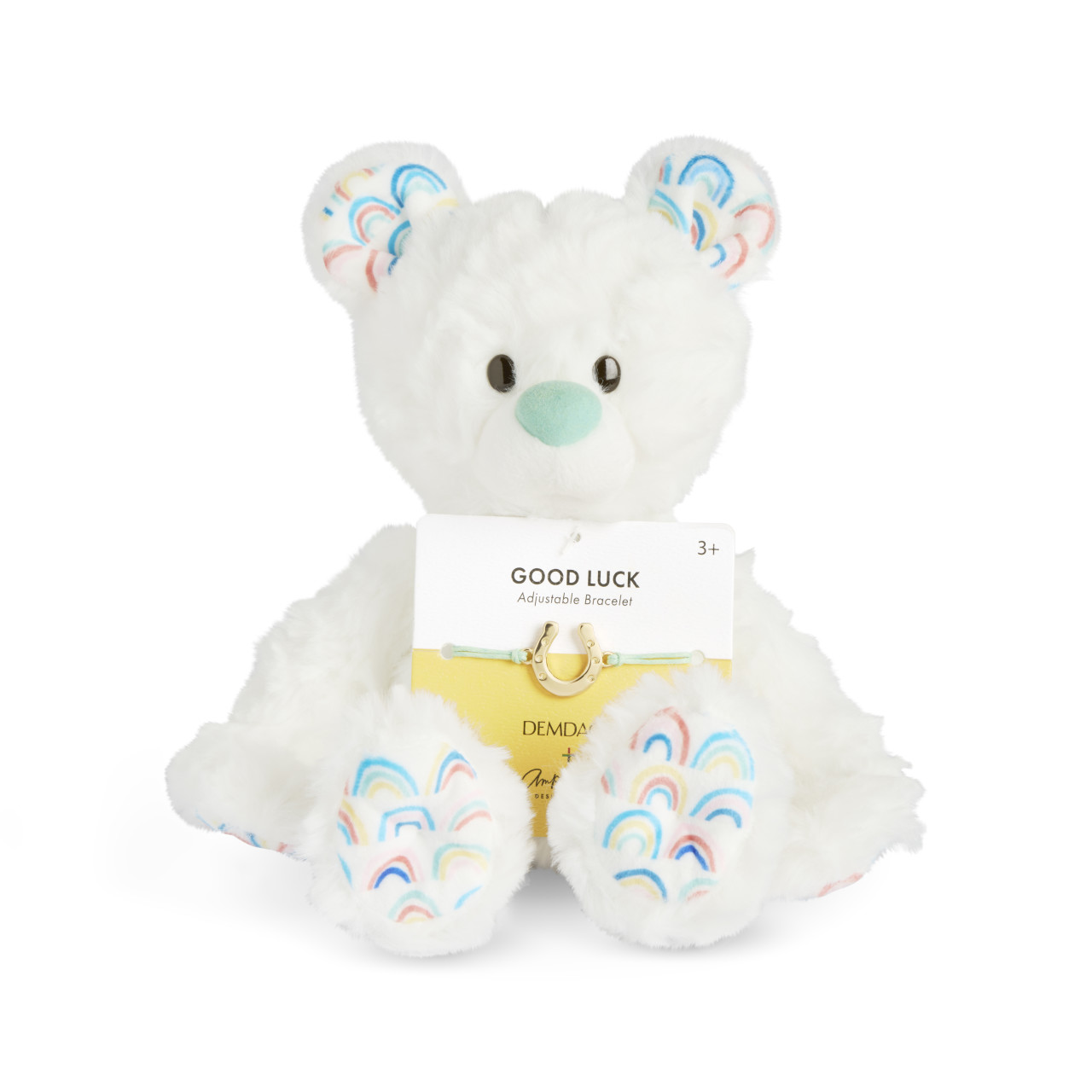 Good Luck Rainbow White Stuffed Animal 6" With Jewelry by Ampersand Design Studio thumbnail