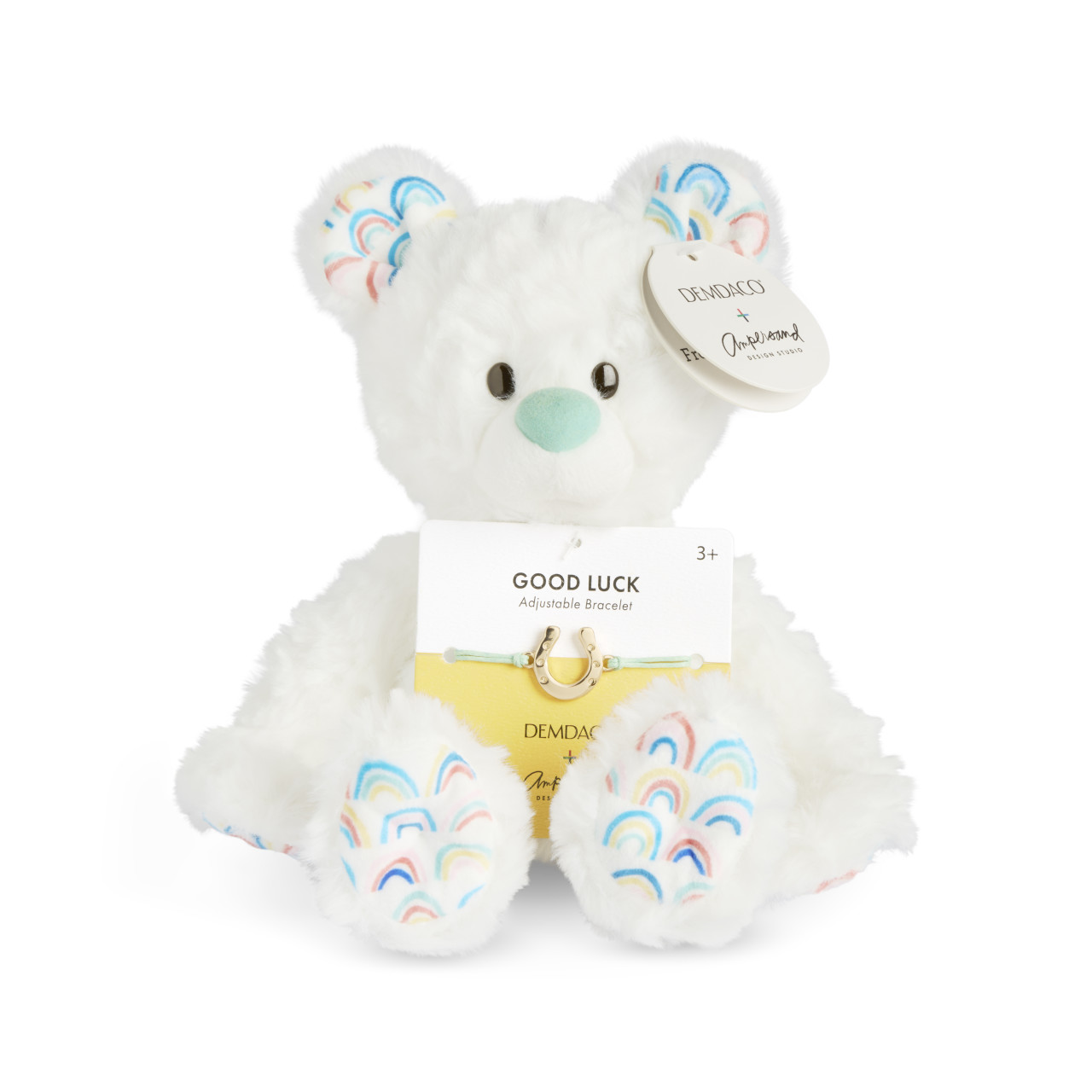 Good Luck Rainbow White Stuffed Animal 6" With Jewelry by Ampersand Design Studio thumbnail