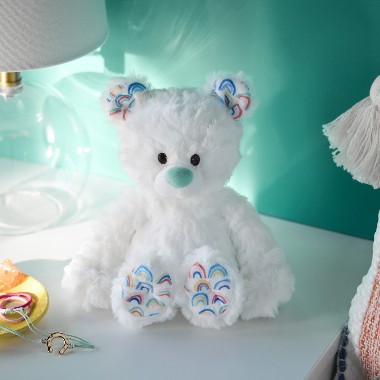 Good Luck Rainbow White Stuffed Animal 6" With Jewelry by Ampersand Design Studio thumbnail