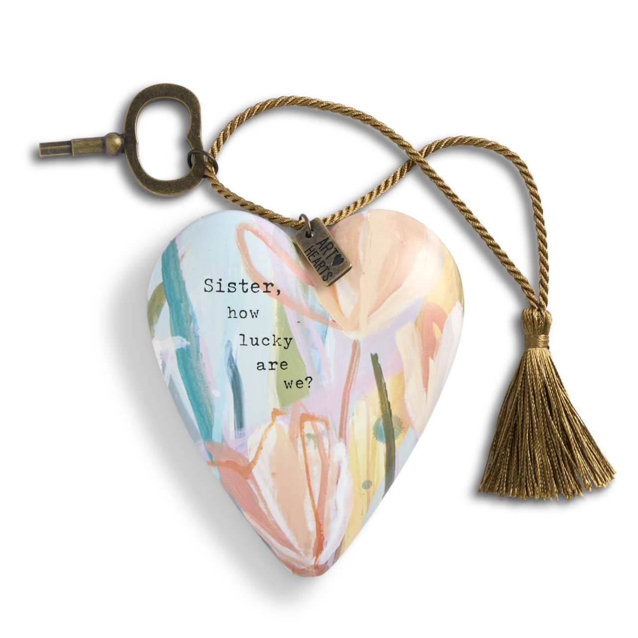 Sister How Lucky Light Blue Recordable Art Heart 3.5" x 3.5" by Elisabeth Hays thumbnail