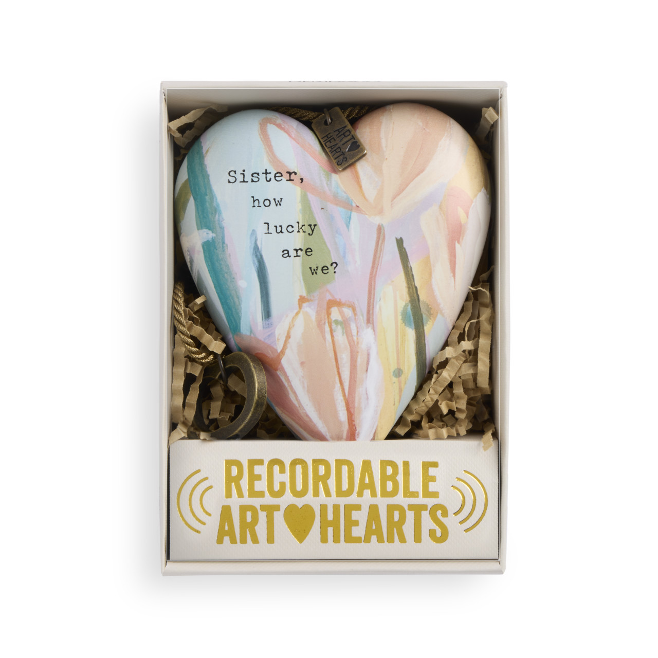 Sister How Lucky Light Blue Recordable Art Heart 3.5" x 3.5" by Elisabeth Hays thumbnail