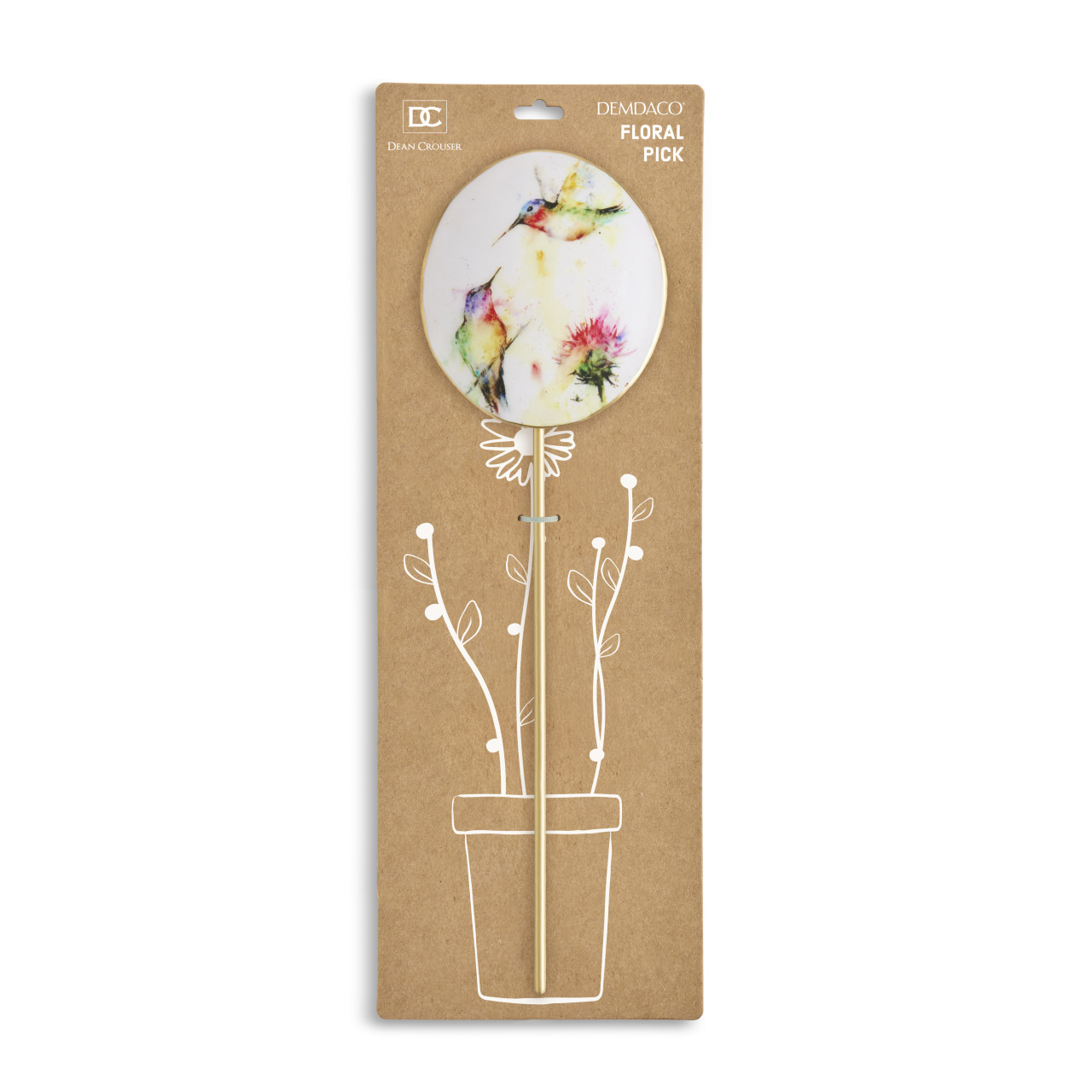 Stopping By White and Gold Hummingbird Floral Pick 12" by Dean Crouser thumbnail