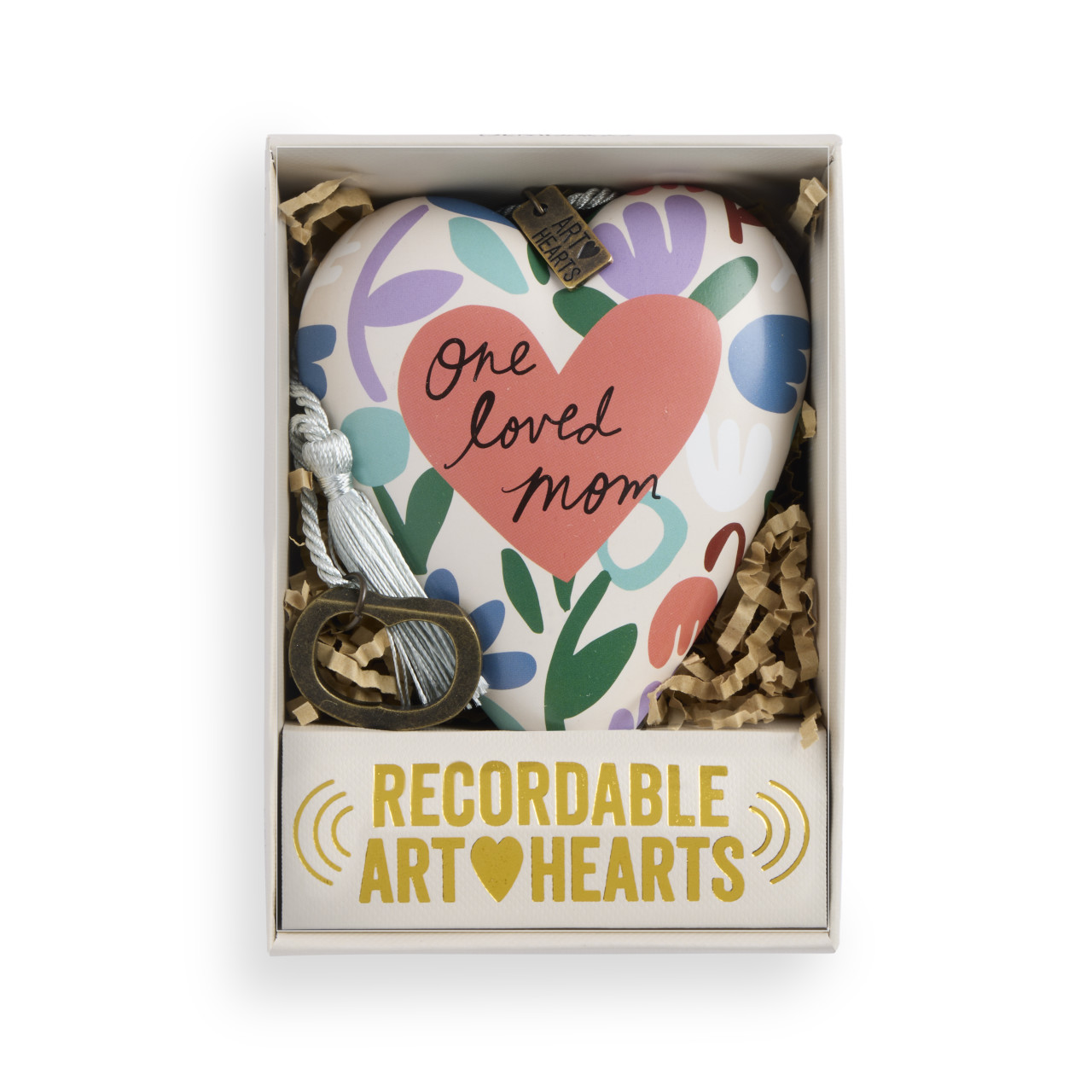 One Loved Mom Soft Pink Recordable Art Heart 3.5" x 3.5" by Ampersand Design Studio thumbnail