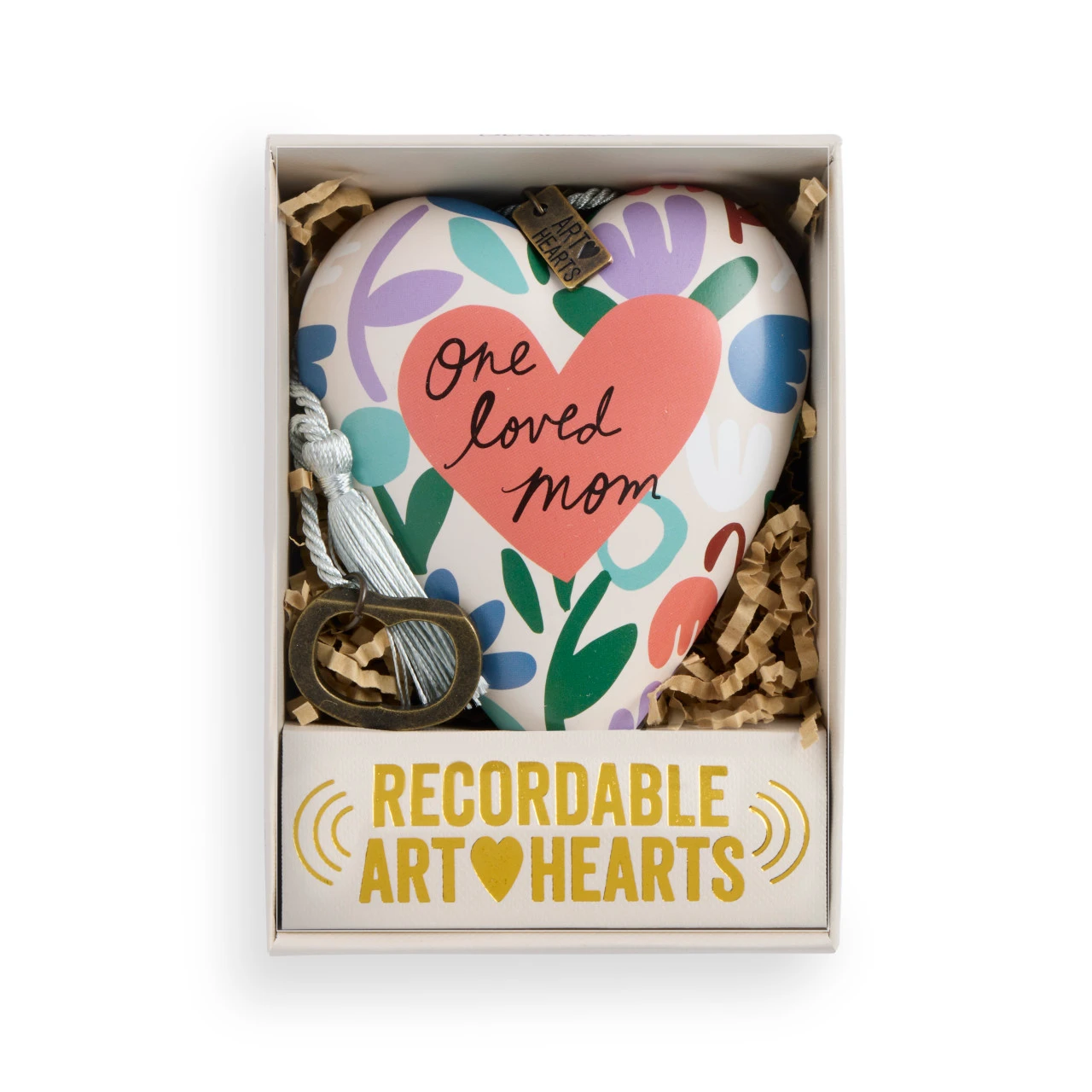 One Loved Mom Soft Pink Recordable Art Heart 3.5" x 3.5" by Ampersand Design Studio thumbnail