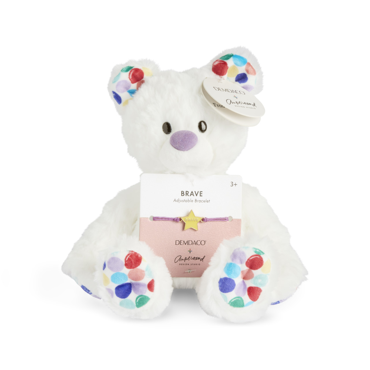 Brave Dots White and Purple Stuffed Animal 6" + Jewelry by Ampersand Design Studio thumbnail