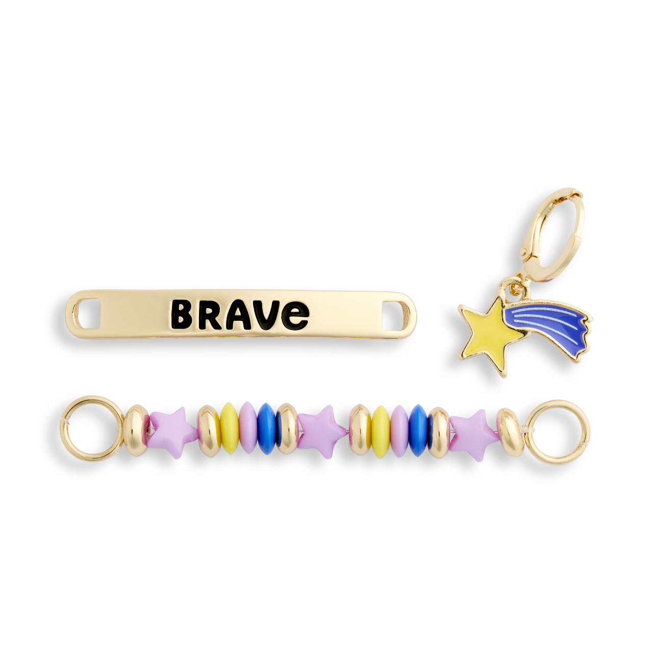 Set of 3 Brave Star Gold and Purple Shoe Charms Long 2.5", Short 1.5" by Ampersand Design Studio thumbnail
