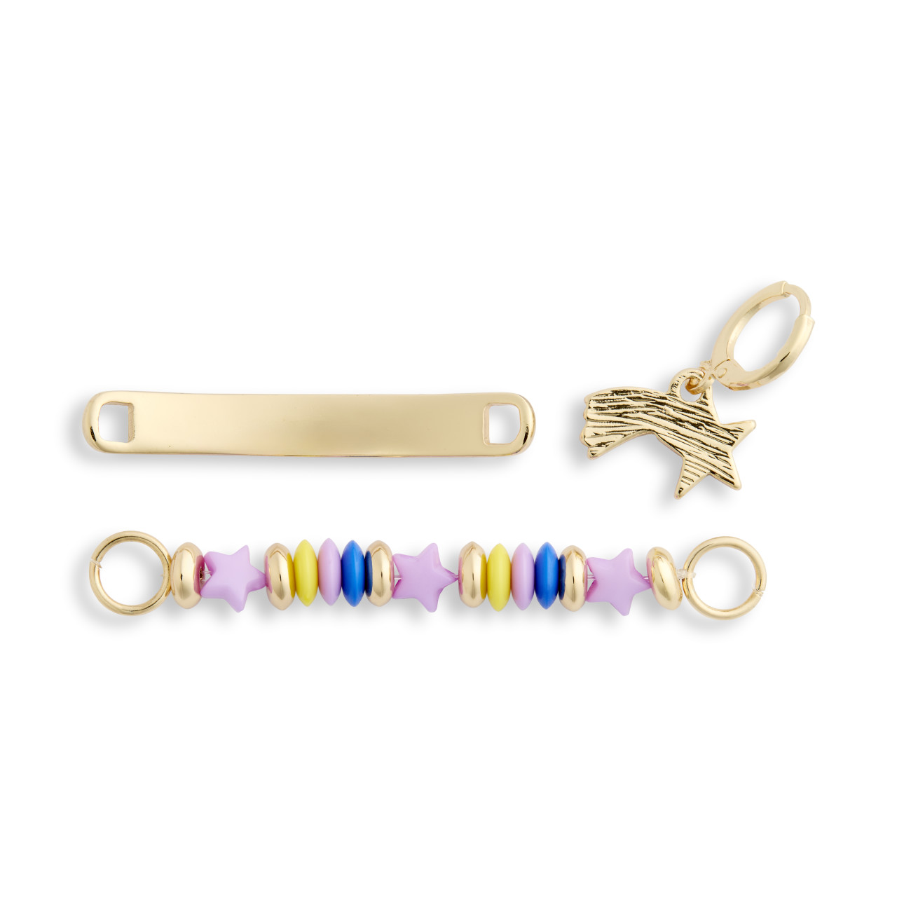 Set of 3 Brave Star Gold and Purple Shoe Charms Long 2.5", Short 1.5" by Ampersand Design Studio thumbnail