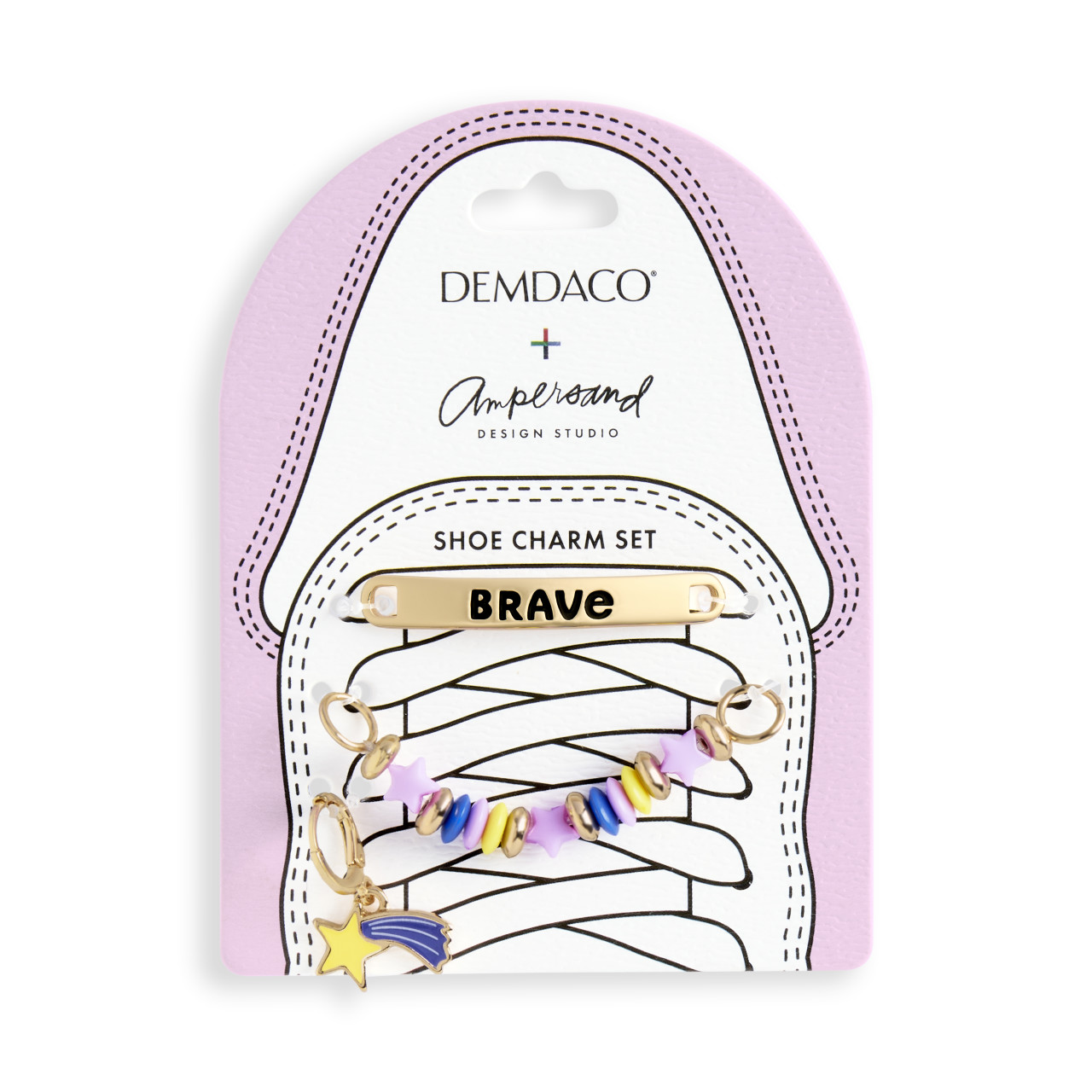 Set of 3 Brave Star Gold and Purple Shoe Charms Long 2.5", Short 1.5" by Ampersand Design Studio thumbnail