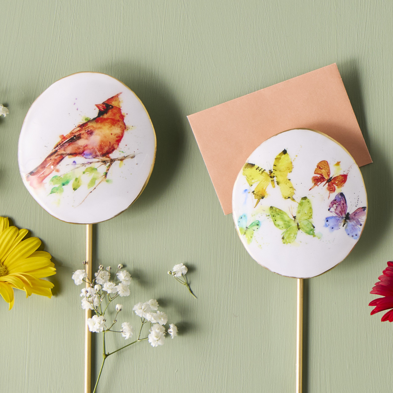 Cardinal Red and Gold Floral Pick 4" x 12" by Dean Crouser thumbnail