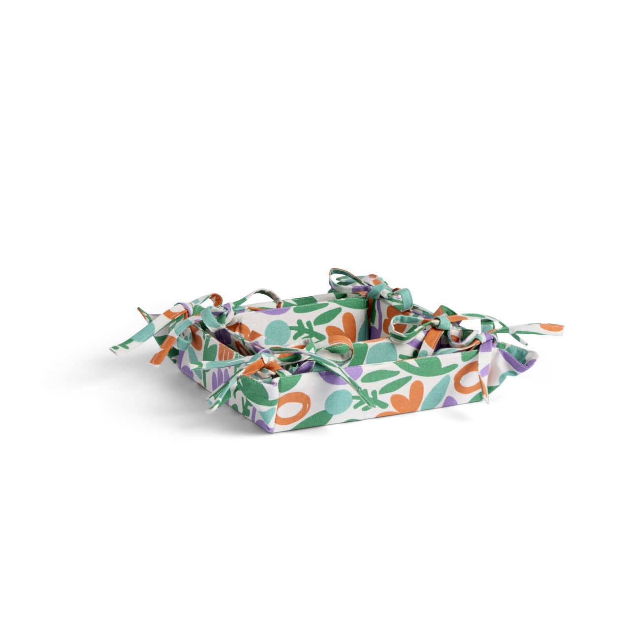 Set of 2 Rainbow Bouquet Fabric Trays and Green Large: 8"sq., Small: 5"sq. by Ampersand Design Studio thumbnail