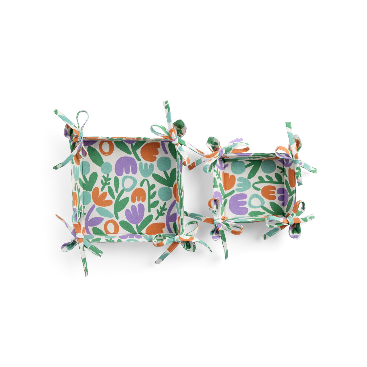 Set of 2 Rainbow Bouquet Fabric Trays and Green Large: 8"sq., Small: 5"sq. by Ampersand Design Studio thumbnail