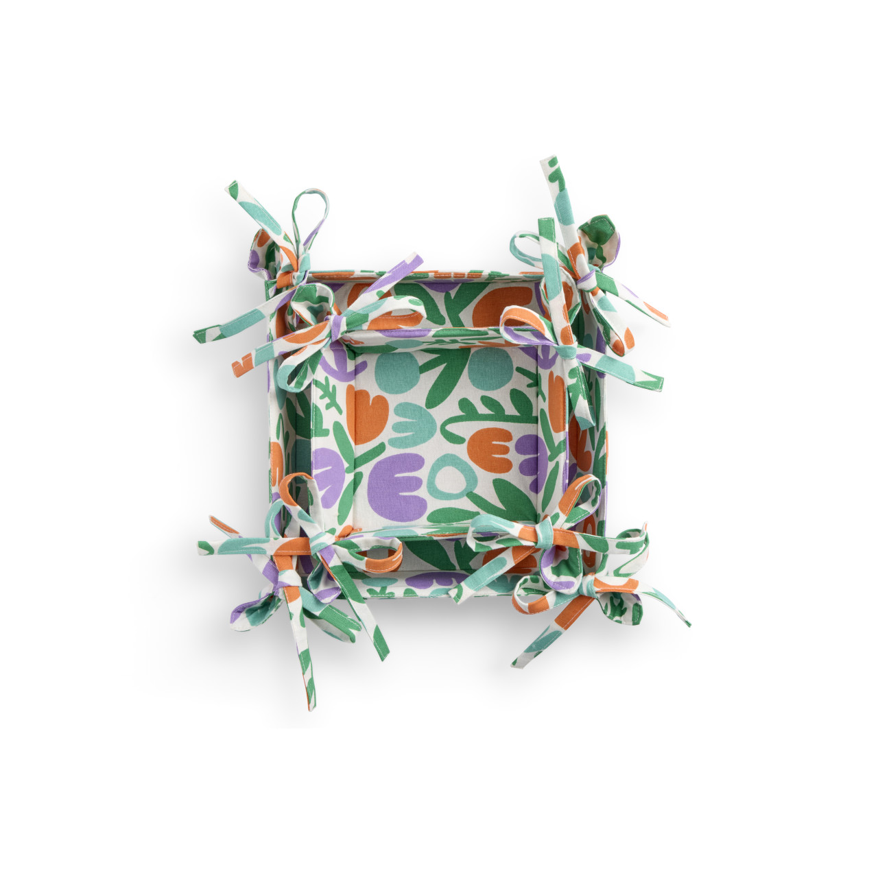 Set of 2 Rainbow Bouquet Fabric Trays and Green Large: 8"sq., Small: 5"sq. by Ampersand Design Studio thumbnail
