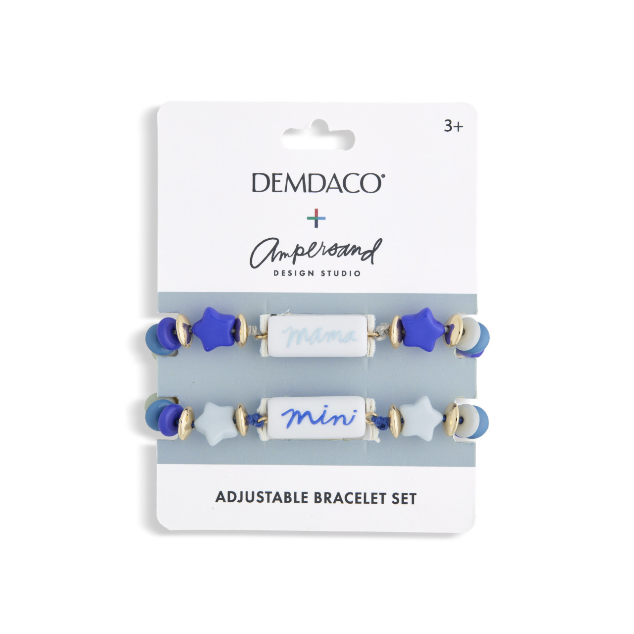 Set of 2 Boy Mama & Mini Blue Bracelets Small Adjustable 3" to 5", Large Adjustable 3" to 6" by Ampersand Design Studio thumbnail