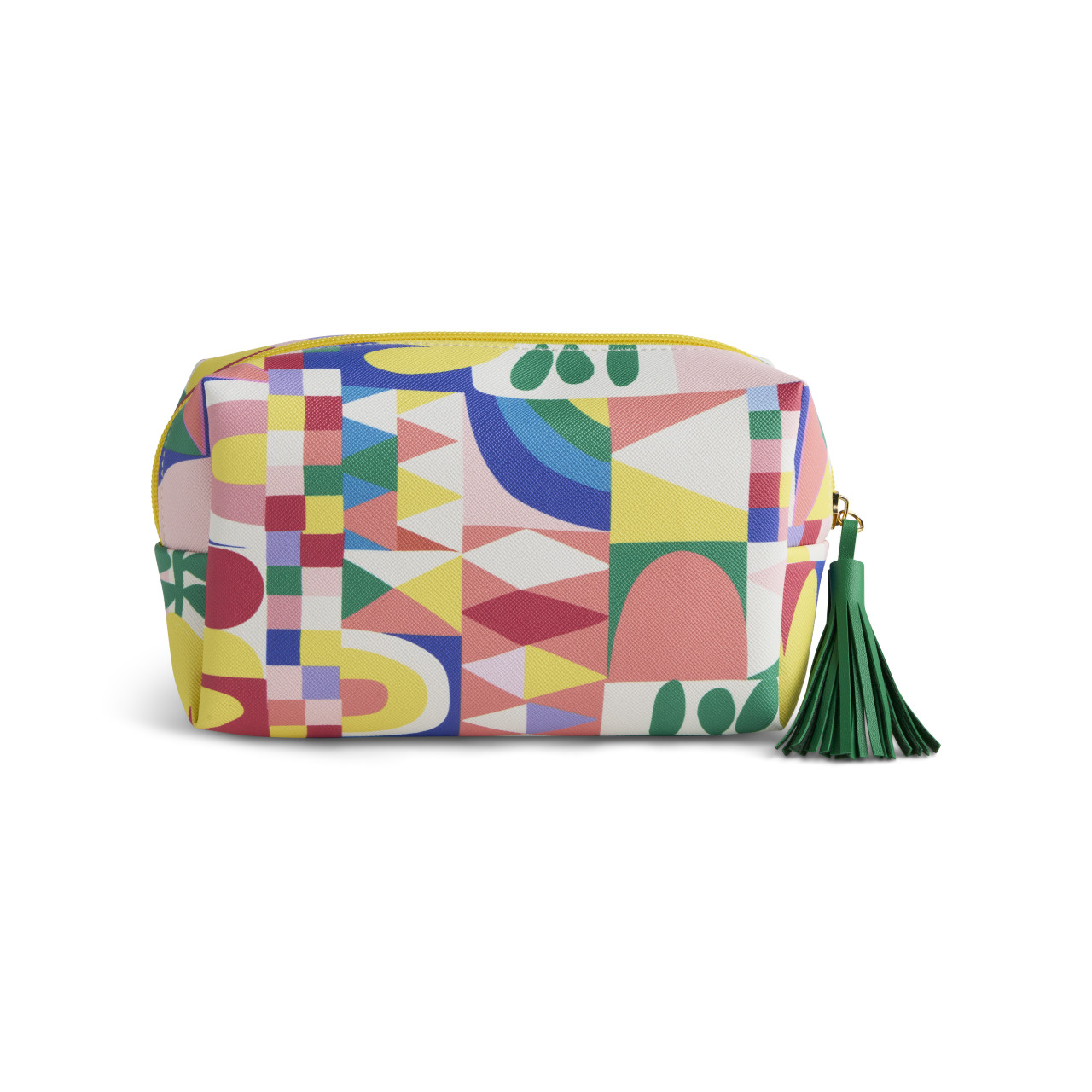 Folk Collage Multi Color Quilted Zip Pouch 7" x 2.5" x 4.5" by Ampersand Design Studio thumbnail