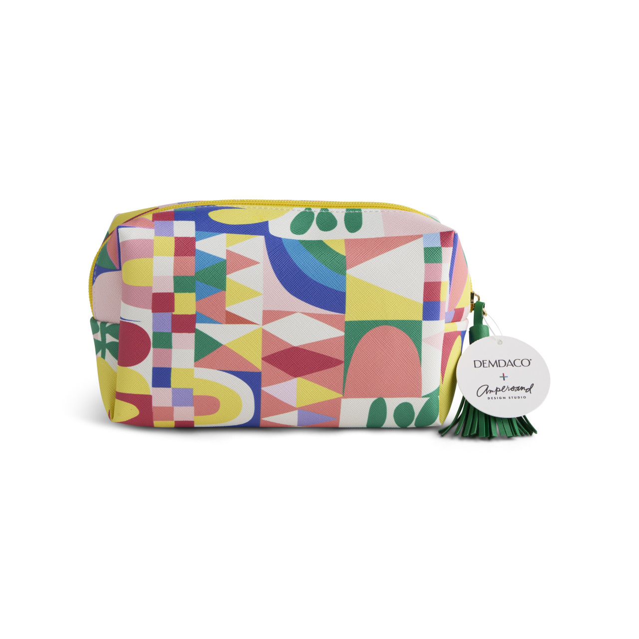 Folk Collage Multi Color Quilted Zip Pouch 7" x 2.5" x 4.5" by Ampersand Design Studio thumbnail