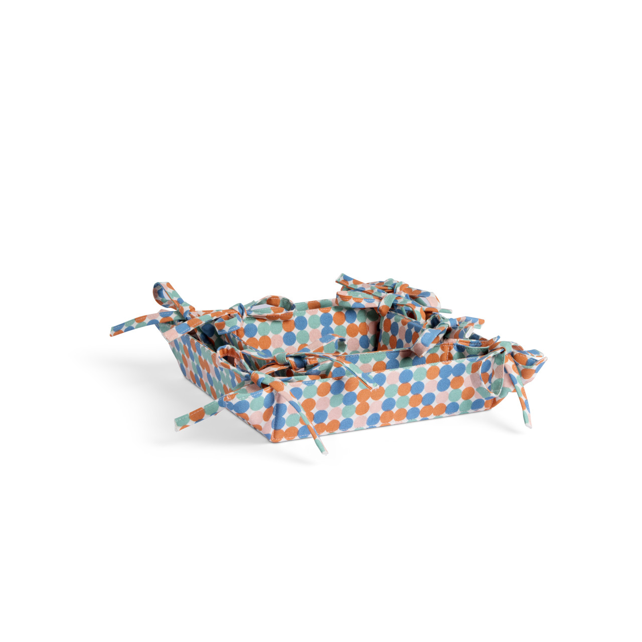 Set of 2 Light Blue Checkered Dots Fabric Trays Large: 8"sq., Small: 5"sq. by Ampersand Design Studio thumbnail