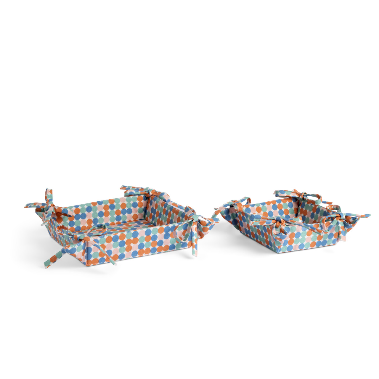 Set of 2 Light Blue Checkered Dots Fabric Trays Large: 8"sq., Small: 5"sq. by Ampersand Design Studio thumbnail
