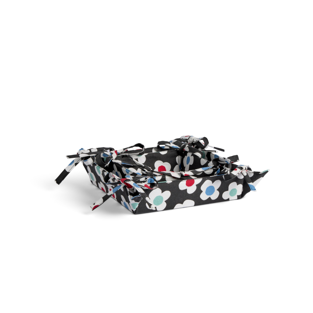 Set of 2 Floral Toss Fabric Trays Black and White Large: 8"sq., Small: 5"sq. by Ampersand Design Studio thumbnail