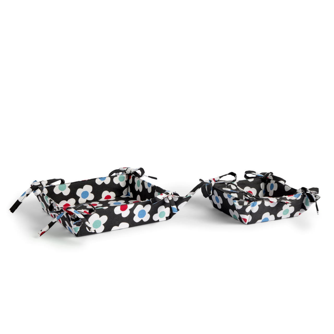 Set of 2 Floral Toss Fabric Trays Black and White Large: 8"sq., Small: 5"sq. by Ampersand Design Studio thumbnail