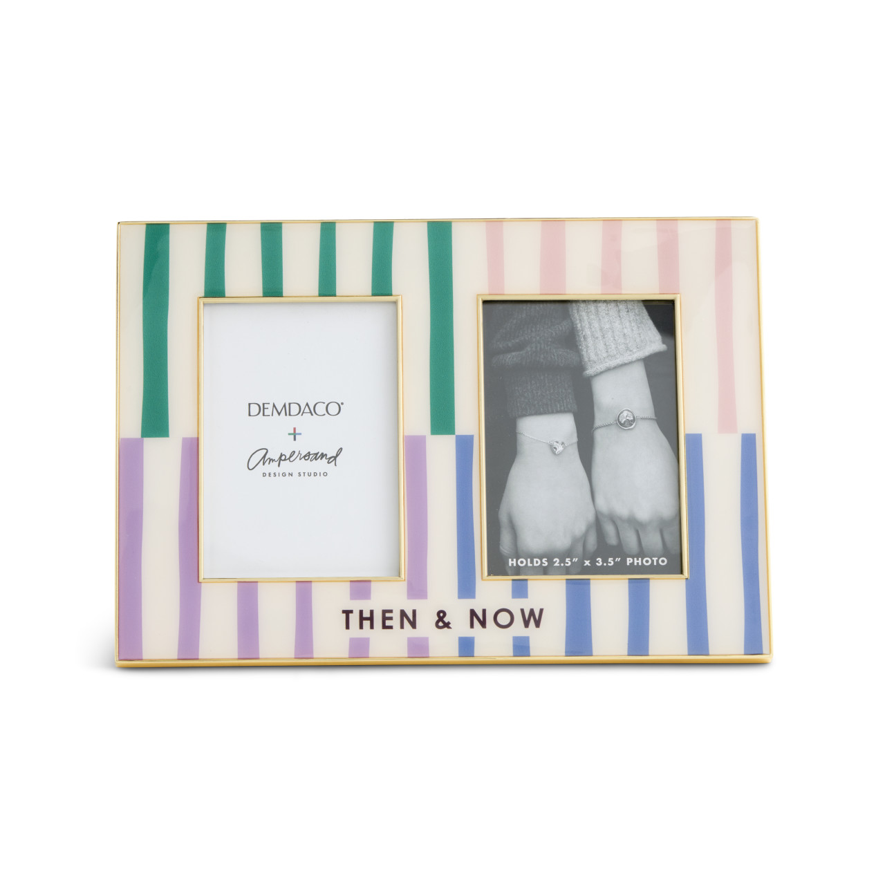 Then and Now BFF Navy Blue Double Frame 7.5" x 5" by Ampersand Design Studio thumbnail