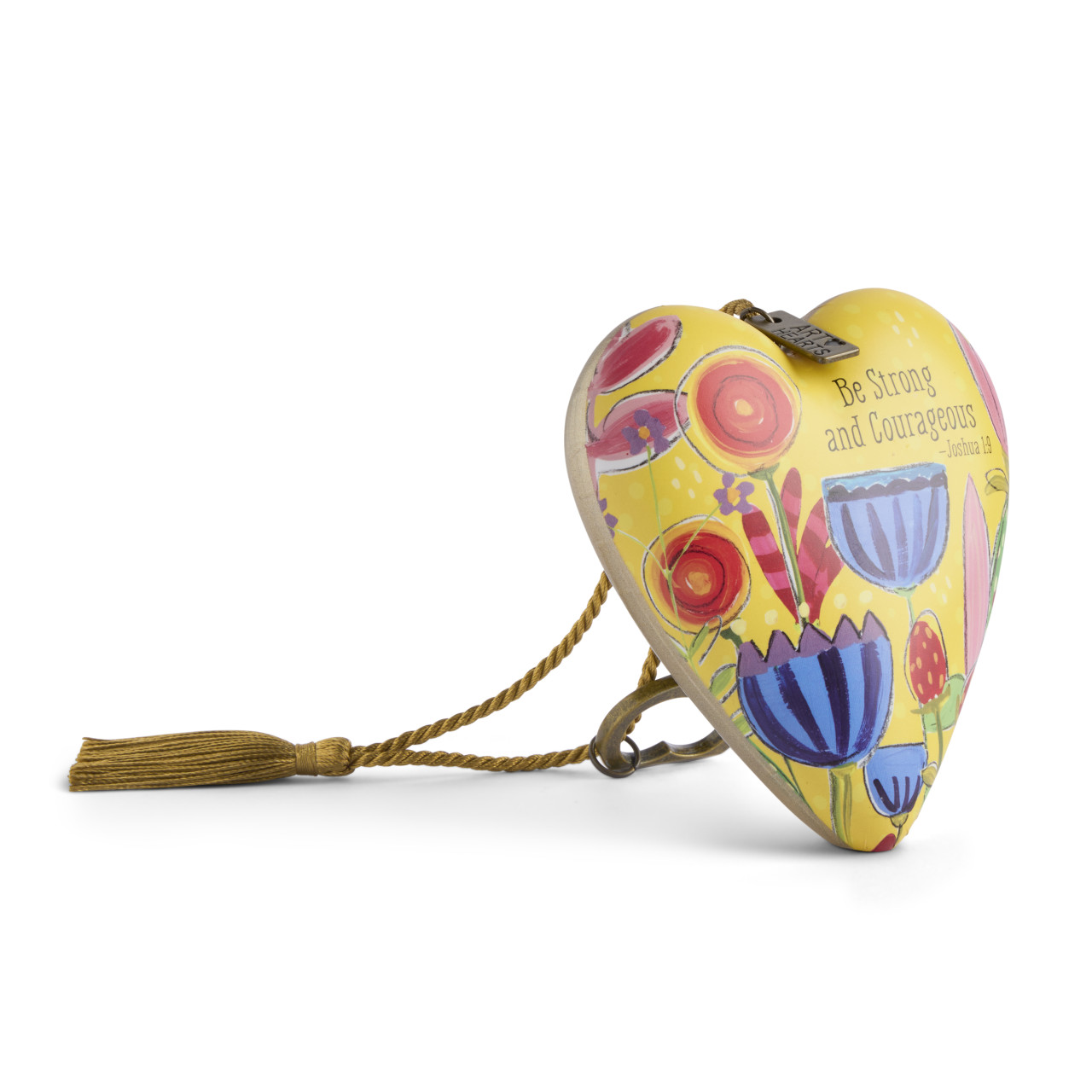 Stong and Courageous Yellow Art Heart 3.5" x 3.5" by Jennifer Heynen thumbnail