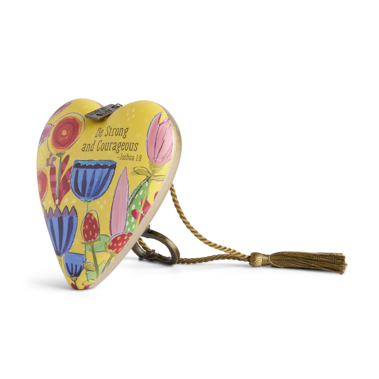 Stong and Courageous Yellow Art Heart 3.5" x 3.5" by Jennifer Heynen thumbnail