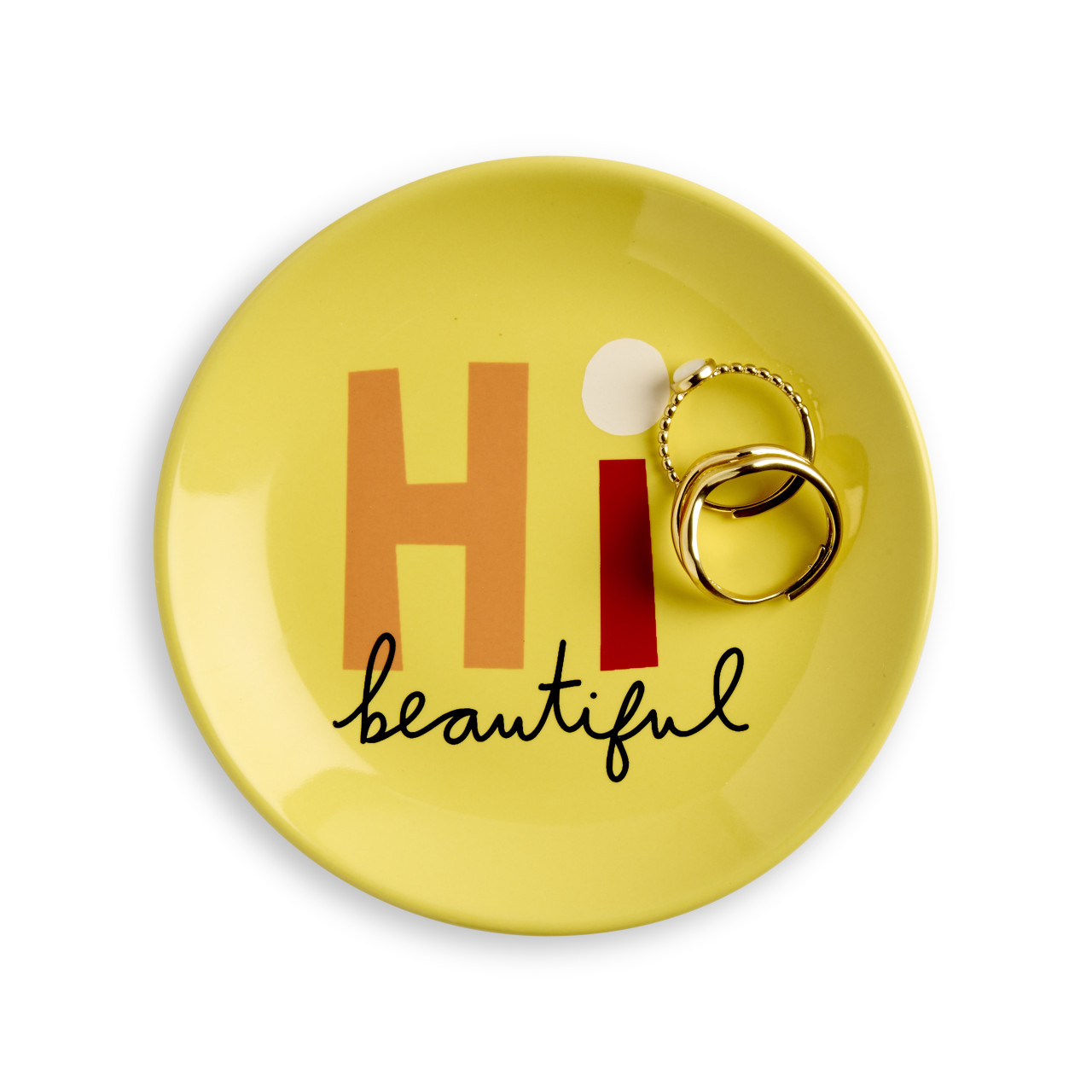 Hi Beautiful Yellow Trinket Dish 4" by Ampersand Design Studio thumbnail