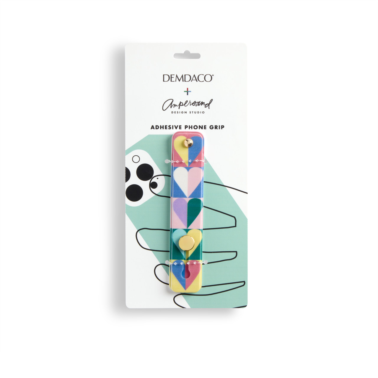 Multi Heart Phone Grip Kickstand Strap 4" by Ampersand Design Studio thumbnail