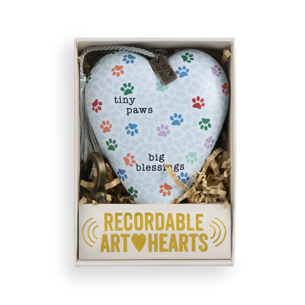 Tiny Paws Big Blessings Blue Recordable Art Heart 3.5" x 3.5" by Jennifer Heynen thumbnail