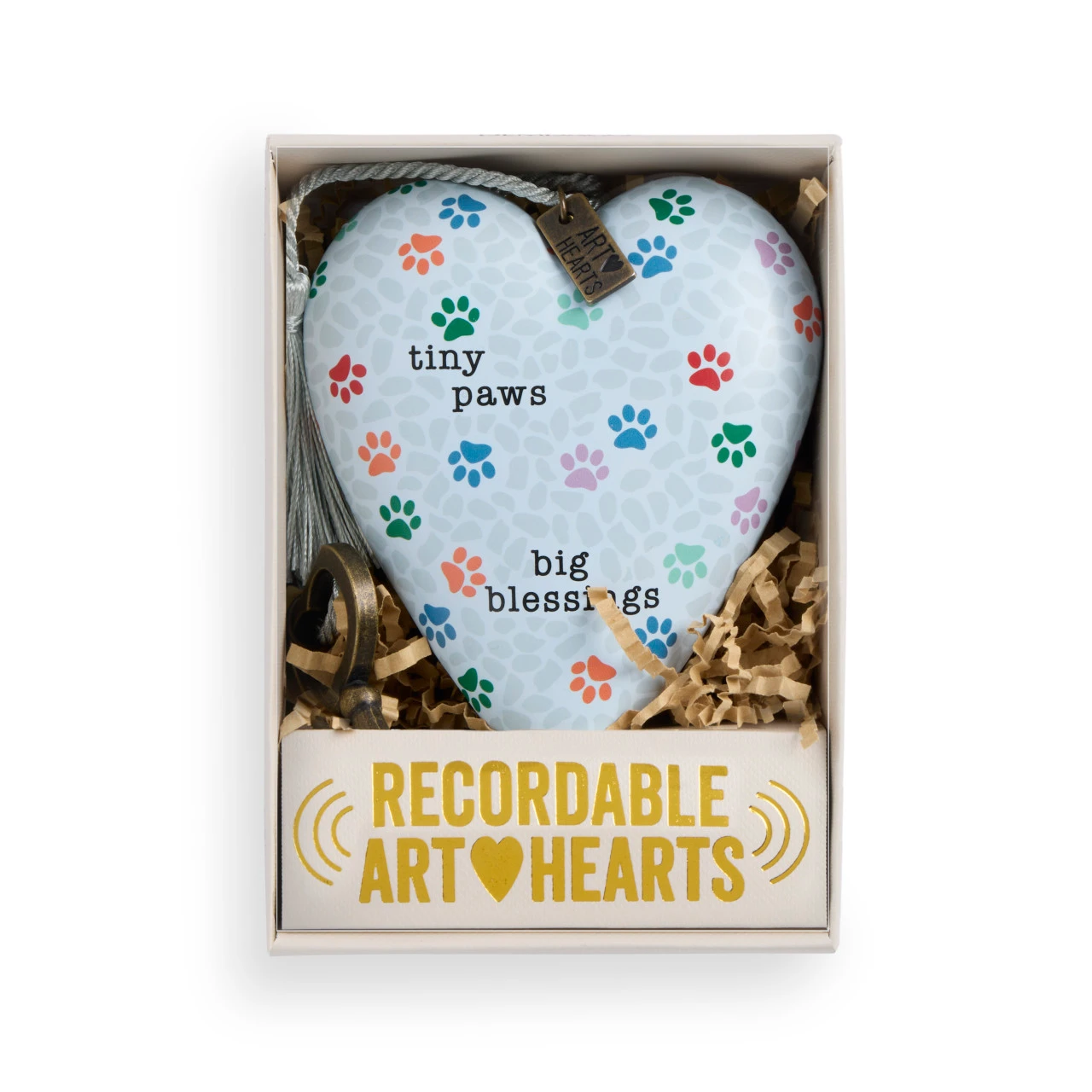 Tiny Paws Big Blessings Blue Recordable Art Heart 3.5" x 3.5" by Jennifer Heynen thumbnail
