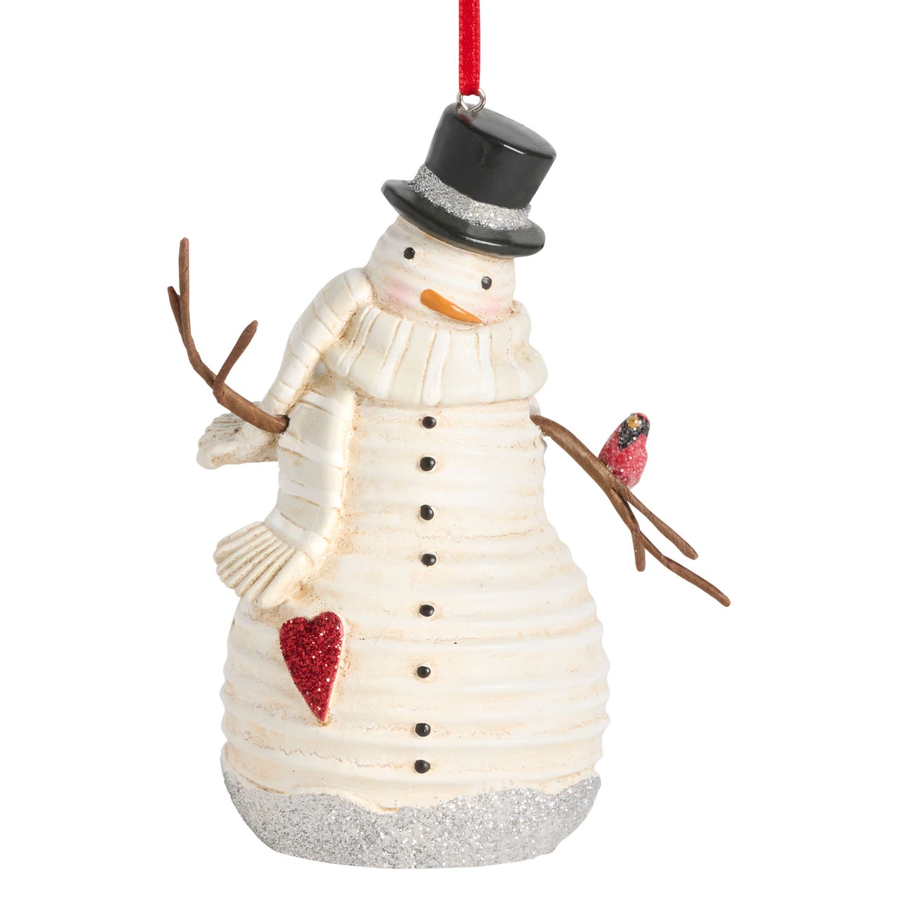 Cardinal Snowman Paperpulp Ornament thumbnail