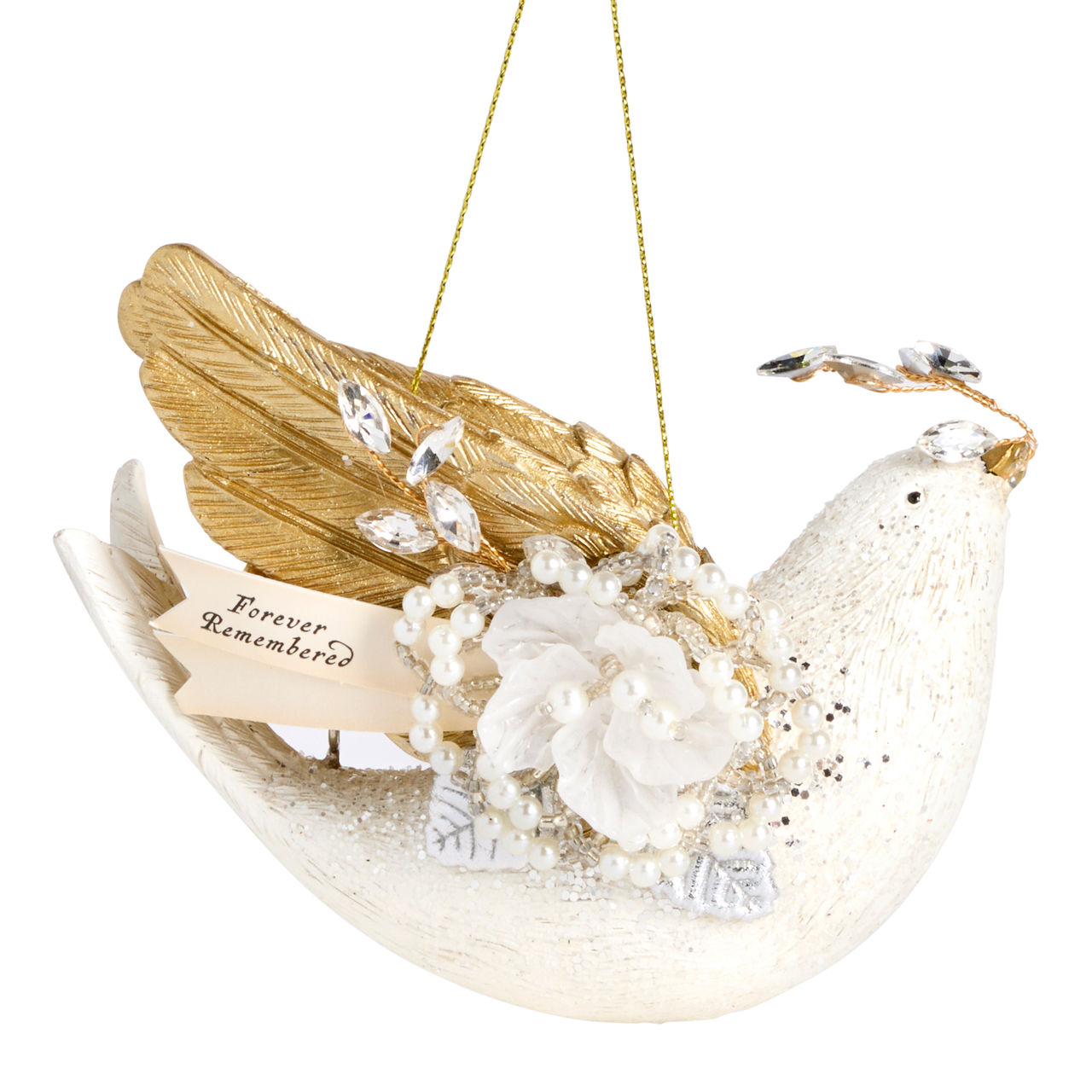 Sparkling Nutcracker Collection Forever Remembered Dove Glitter Ornament thumbnail