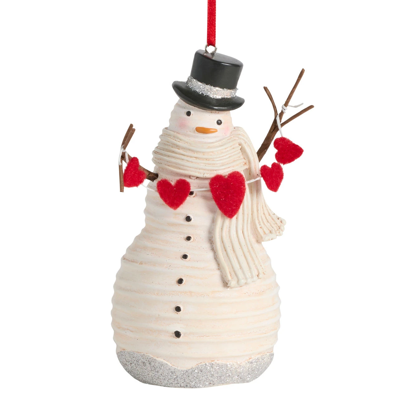 String of Hearts Snowman Paperpulp Ornament thumbnail