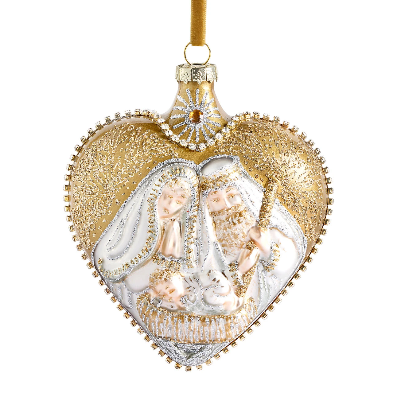 Holy Family Silver and Gold Blown Glass Ornament - 4x5in thumbnail